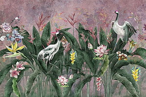 Purple Jungle Birds : Transform Your Space, HD wallpaper