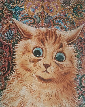 Louis Wain Cat Print Unmounted Art 1995 Vintage Original Print ' Cat' Wall Decor, HD phone wallpaper