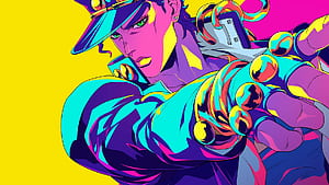 JoJo's Bizarre Adventure Jotaro Kujo Colorful, HD wallpaper