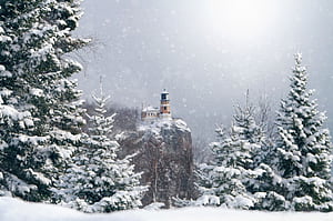 Minnesota, Split Rock Lighthouse, Beaver Bay, Winter Kindness for mobile and , section пейзажи, resolution, HD wallpaper