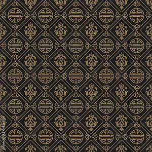 Chinese pattern, Asian style. Seamless pattern brown background. Dark texture. Vector Stock Vector, HD phone wallpaper