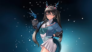 Anime Girl Smiling In The Snow, anime-girl, smiling, snow, artist, artwork, art, digital-art, artstation, HD wallpaper