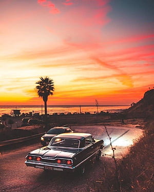 Las Vegas IPhone Classic Car Sunset, HD phone wallpaper