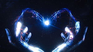 Love heart , Hands together, Surreal, Energy, Heart, HD wallpaper