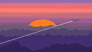 Plane Climbing Over Purple Mountains At Sunset, plane, purple, sun, sky, mountains, mountain, artist, artwork, art, digital-art, ai, deviantart, HD wallpaper