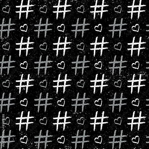 Abstract seamless vector pattern with heart and hashtag. Seamless tiling pattern for design, pattern fills, web texture background Stock Vector, HD phone wallpaper
