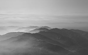 I Love Papers. mountain fog nature dark bw gray sky view, HD wallpaper