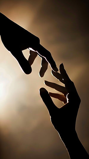 Reaching Hands Silhouette , Reaching, Silhouette, HD phone wallpaper