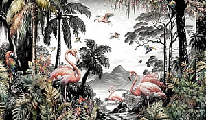 Mural Bird Splendor Jungle, Jungle Birds, HD wallpaper