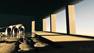 Poolrooms liminal using PBR, HD wallpaper
