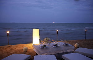 Table For Two, Candlelight, Dinner, Dusk, , Island, Dine, Dining, Lagoon, Ocean, Candles, View, Beach, Sunset, Romantic, HD wallpaper