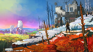 Alone Survivor At Wasteland Survivor Path, alone, neon, path, artist, artwork, art, digital-art, deviantart, HD wallpaper