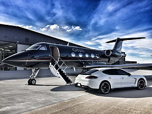 Private Jet With Car, Business Jet, HD wallpaper