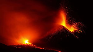 Mount Etna Explodes Dramatic, HD wallpaper