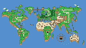 Video Game Super Mario World World Map Pixel Art 8 Bit Art, HD wallpaper