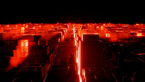 A red glowing city with a dark background ·, Dark Red Neon, HD wallpaper