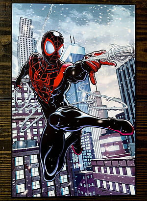 Miles Morales Spider Man Original Art Print, Miles Morales Collage, HD phone wallpaper