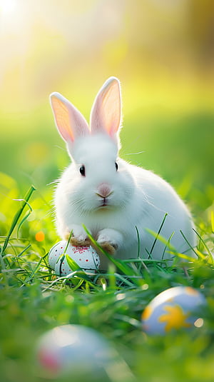 Easter Bunny, easter bunny, rabbit, Easter, grass, egg, HD phone wallpaper