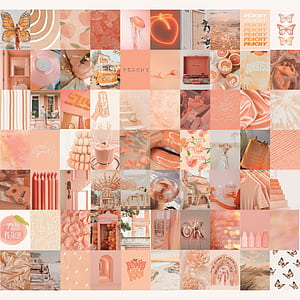 Peach Wall Collage Kit, Peach Aesthetic, Peachy Collage, Instant Digital , Digital Prints, Aesthetic Room Wall Decor, 70 Pcs, HD phone wallpaper