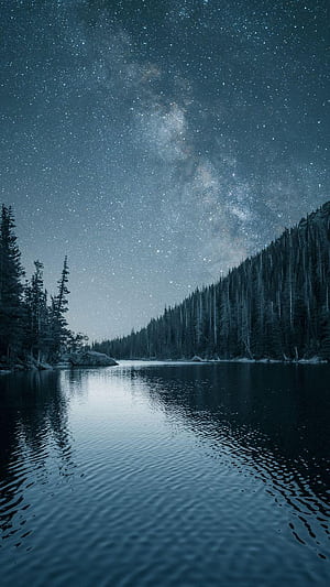 Night out, lake, forest, nature . Dark iphone background, Nature , Dark iphone, HD phone wallpaper