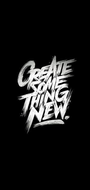 Create something new, black, black screen, home screen, lock screen, logo, quotes, phone, HD phone wallpaper