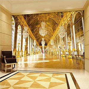 LGLLDF Luxury Building 3D Murals, Golden Palace , For Bedroom Office Living Room Home Wall Artwork Decor TV Background Wall(It's Not Peel And Stick)-59 W X 39.4 H cm, HD phone wallpaper