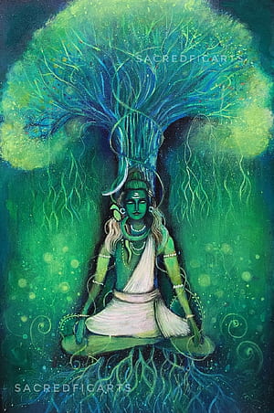 Lord Shiva Meditation Painting, Original Canvas Art, HD phone wallpaper