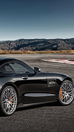 Brabus Mercedes Benz GT S C190 Black Car Rear View IPhone 8 7 6 6S , Background, HD phone wallpaper