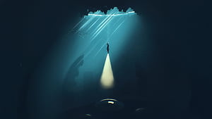 Diver And The Deep Kraken, artist, artwork, art, digital-art, sea, deviantart, HD wallpaper