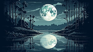 Moon Reflection Background, HD wallpaper
