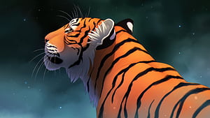 Tiger King Of The Wild, tiger, artist, artwork, art, digital-art, animals, deviantart, HD wallpaper