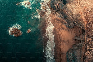 An aerial view of the ocean and land, Sea and Land, HD wallpaper