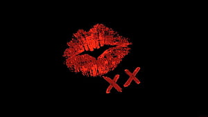 Red Lips Black Background 28449, Kiss Mark, HD wallpaper