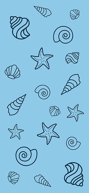 Blue Shells Beach Pattern, HD phone wallpaper