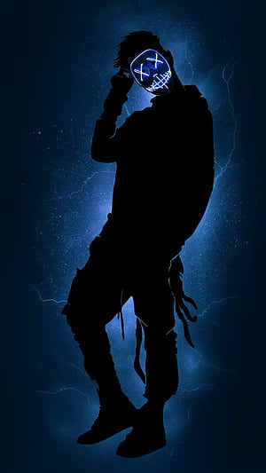 Masked man 02 anonymous, black, boy, dark, figure, guy, lightning, man, mask, phone, Boy Wearing Mask, HD phone wallpaper