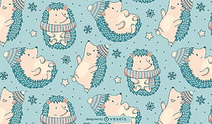 Hedgehog Cute Winter Pattern Design Vector, Cute Patterns, HD wallpaper