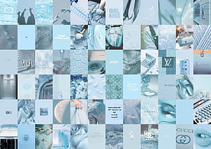 Light Blue Aesthetic Collage Kit. Ocean Room Decor (digital ), Pastel Blue Collage, HD wallpaper