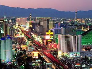The Las Vegas Strip at sunset, HD wallpaper