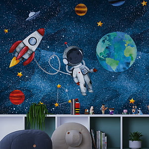 Kids Room Mural: Explore, Space Kids, HD phone wallpaper