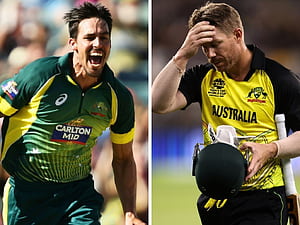 David Warner, Mitchell Johnson, HD wallpaper