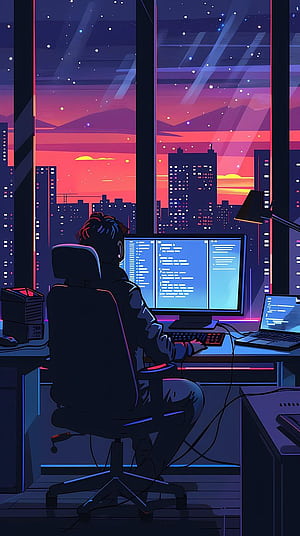 Developer Programmer Coding. Royalty Stock Illustration, Coding Lofi, HD phone wallpaper