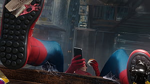 Spider Man Brand New Day Using Phone Upside Down, spider-man-brand-new-day, spiderman, superheroes, artwork, art, digital-art, movies, 2026-movies, tom-holland, disney, marvel, HD wallpaper