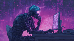 Neon Neural Coder — AI Programmer, programmer, artificial intelligence, code, computer, cyberpunk, HD wallpaper