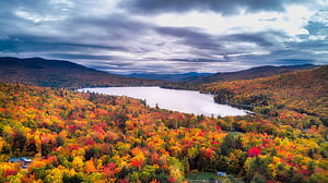New Hampshire Fall Foliage White Mountains Lake in Fall Colors. Canvas Print, Metal Print, Print, HD wallpaper