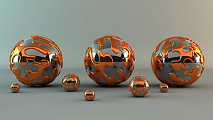 balls, metal, abstraction, reflection, balls, pattern, Shine for mobile and , section рендеринг, resolution, HD wallpaper