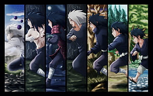 panels, Naruto Shippuuden, evolution, Sasuke Evolution, HD wallpaper
