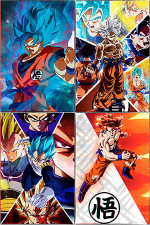 Dragon Ball Z Anime Poster for Home Office and Student Room Wall. Aesthetic Poster. Wall Decor (18X12 inch) 300GSM GOKU, VEGETA. 4 Posters Set- 4 Goku Combo 44 : Amazon.in: Home & Kitchen, Goku Collage, HD phone wallpaper