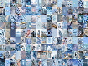 PCS Soft Blue Wall Collage Kit, Baby Blue, Fifty Shades of Blue, DIGITAL Prints, Boho Room Decor, Pastel Blue Collage, HD wallpaper