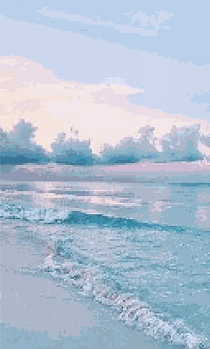 Beach, blue, blue sky, clouds, nature, purple, sunrise, sunset, waves, phone, Light Blue Beach, HD phone wallpaper