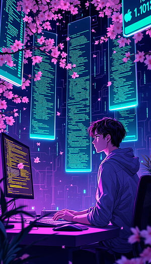 Coding Cherry Dreams , Anime, Coding, Coding Lofi, HD phone wallpaper